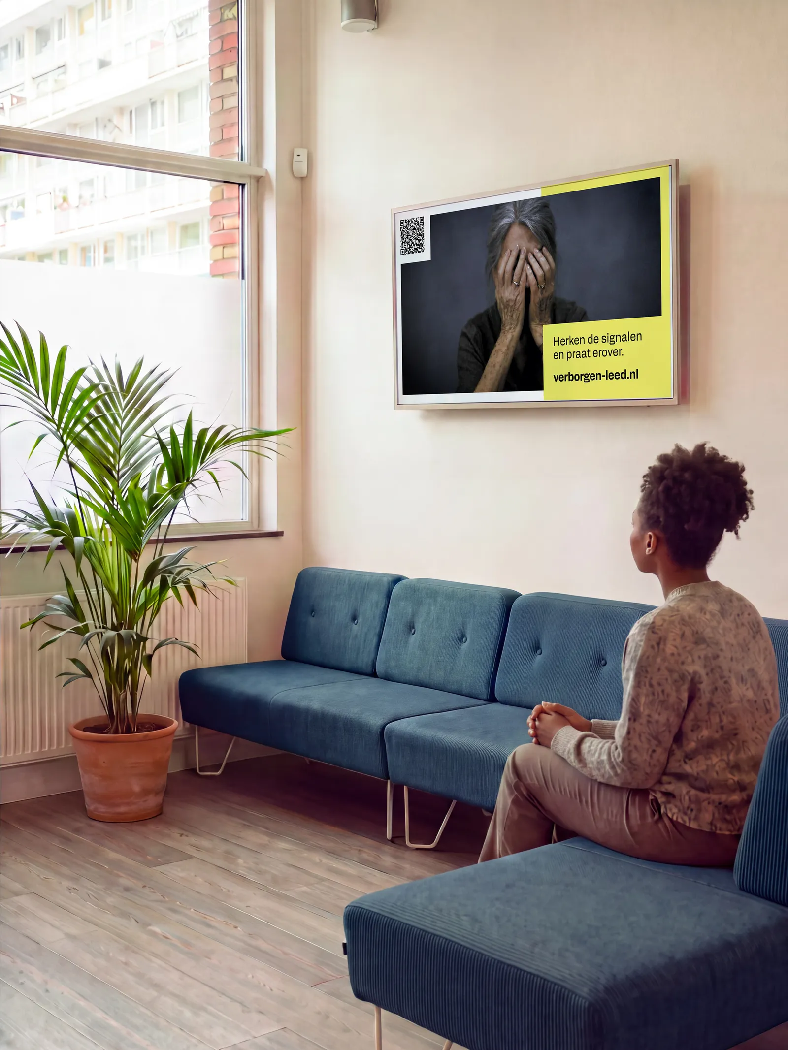 Uiting van de campagne in de wachtkamer van een huisarts